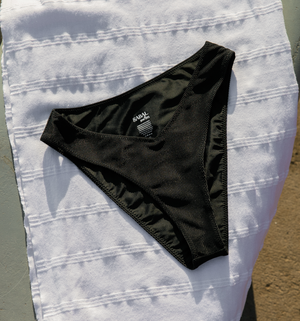 V-Front Bikini Bottoms - Black Ribbed