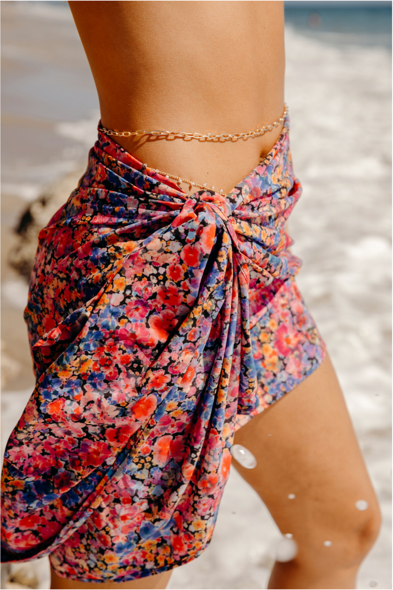 Short Wrap Sarong with Buckle - Tropical Punch - Sabal Swim