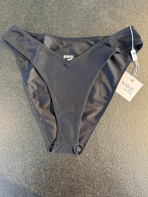 V-Front Bikini Bottoms - Black Ribbed