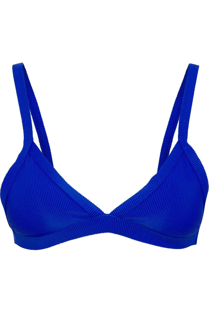 Cleavage-Enhancing Seaside 2.0 Bikini Top- Mediterranean Blue Ribbed Sabal Swim