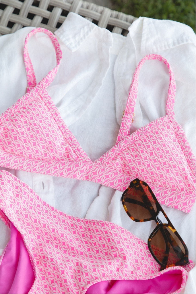 Cleavage-Enhancing Seaside Bikini Top - Pink Swirly Sabal Swim