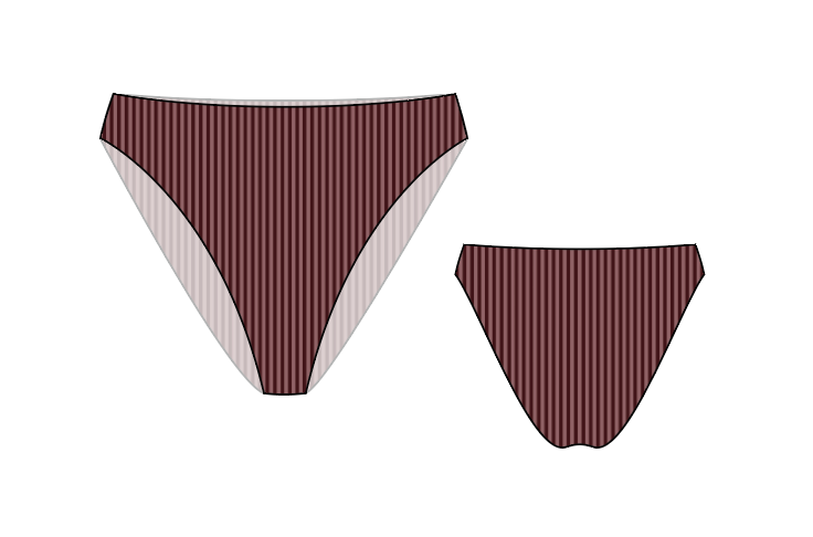 High Waist Keys Bikini Bottoms - Brown Ribbed Sabal Swim